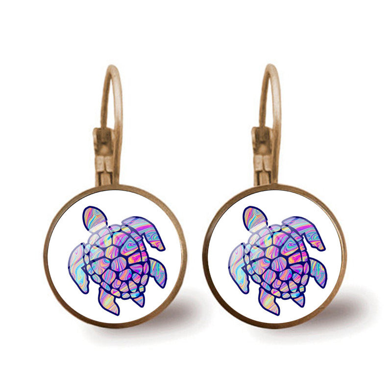 Wholesale Colored Sea Turtle Alloy Earrings